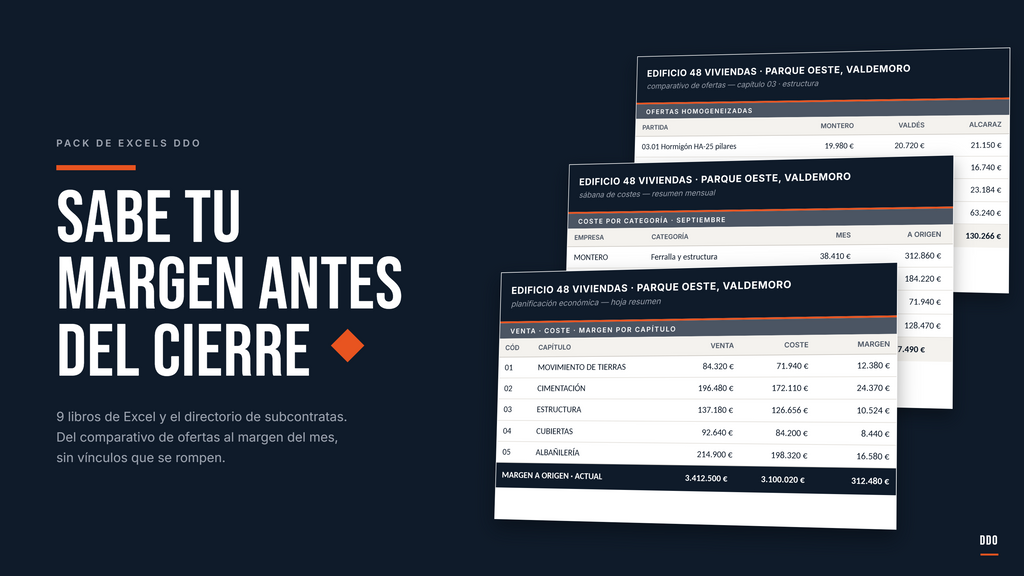 Pack Excel DDO — El control económico de tu obra, resuelto